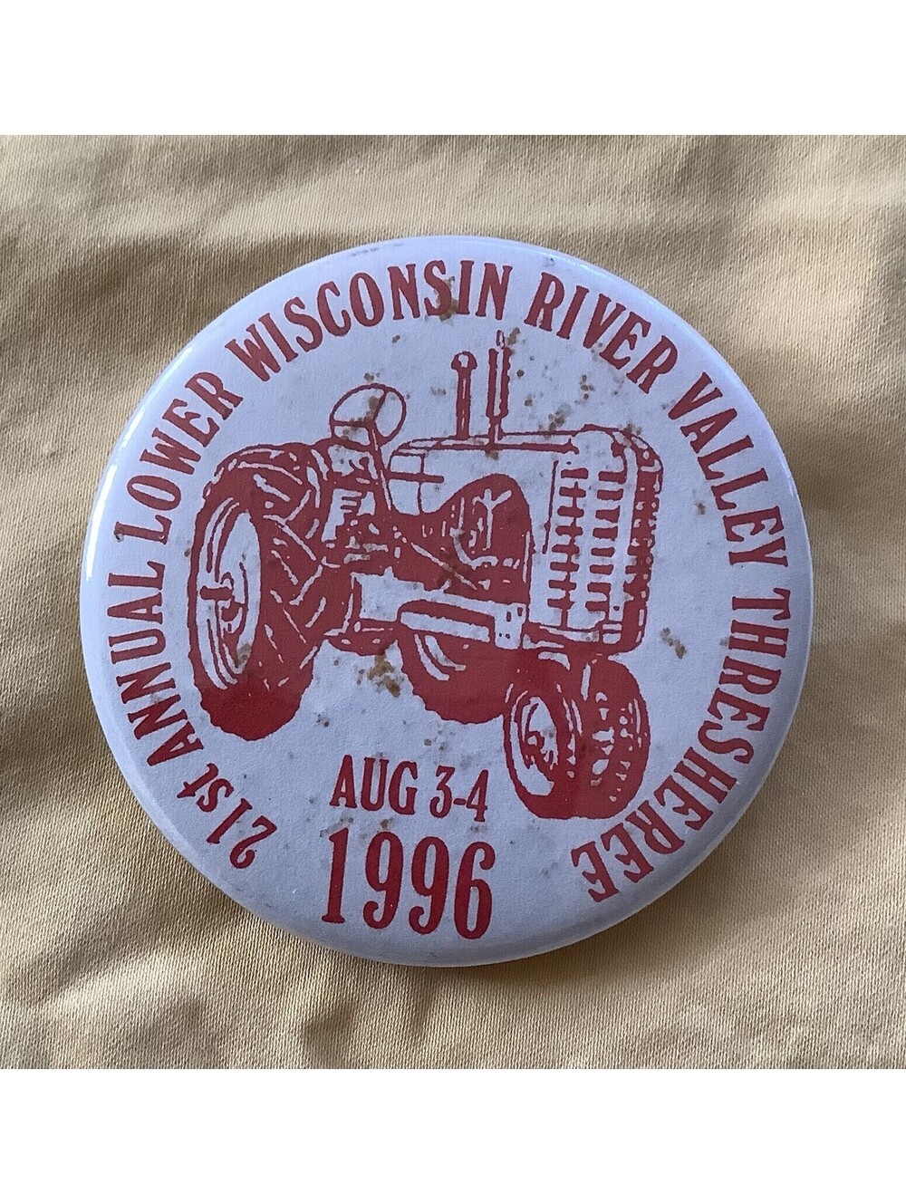 Vintage 1996 Pinback Boscobel Wisconsin Lower Wisconsin River Thresheree